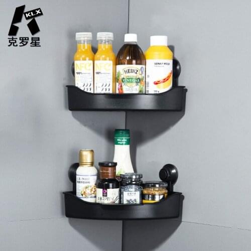 KLX NEW Bathroom Drain Corner Shelf Vacuum Strong Suction Cup Kitchen Punch Free No Trace Spice Rack Household Storage Organizer