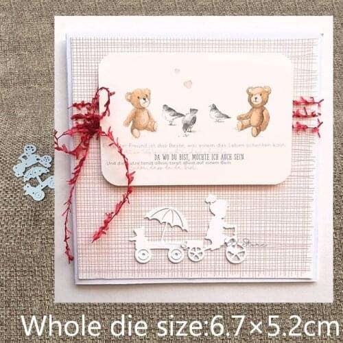 New Design Craft Metal stencil mold Cutting Dies girl with bear tricycle scrapbook die cuts Album Paper Card Craft Embossing