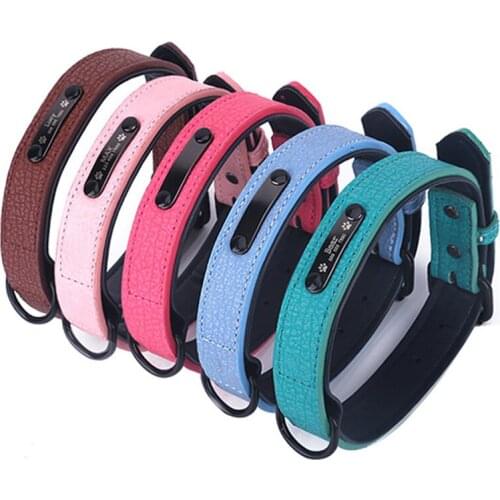Custom PU Leather Personalized Pet Dog Tag Collar For Small Medium Large Dogs Pitbull Bulldog Dog Collar XQ0001