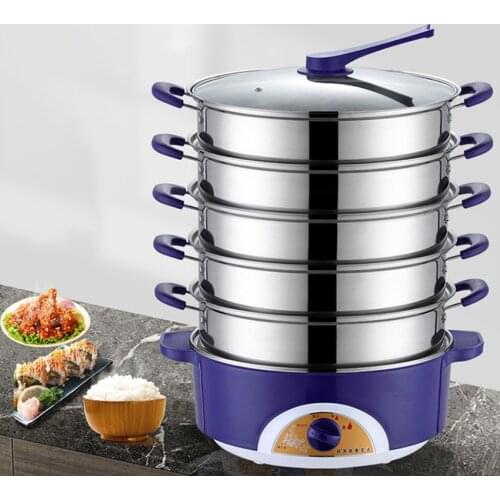 4/5/6 Layers 1500W Electric Food Steamer Multifunctional Stainless Steel Steamer Pot Household Kitchen Instant Steam Cooker 220V