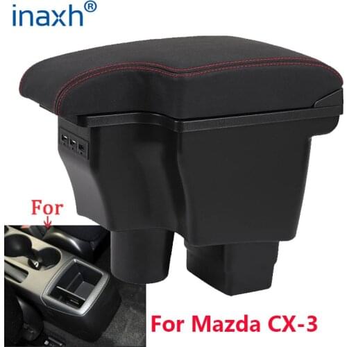 For mazda CX-3 Armrest Retrofit For mazda 2 skyactiv version cx3 CX-3 Car Armrest Storage box car accessories Charging with USB