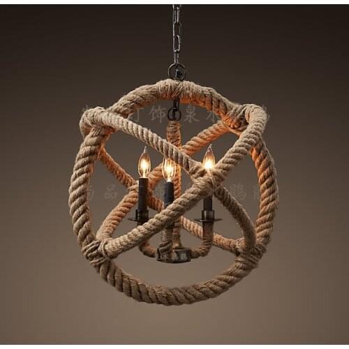 Retro industry style pendant light personality hemp rope nostalgic vintage pendant light preparation ZZP