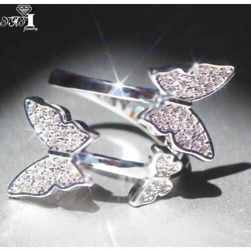 YaYI Jewelry Fashion Princess Cut White Cubic Zirconia Silver Color Engagement Wedding Party Adjustable Rings Precious Gift