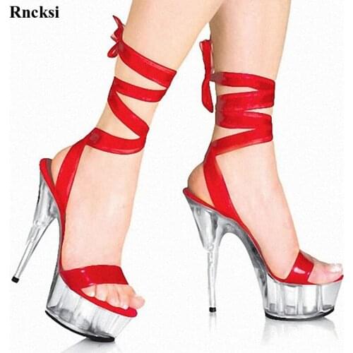 Rncksi New 15cm high-heeled shoes lady platform crystal sandals low price dance shoes 5 inch high heels sexy stripper shoes