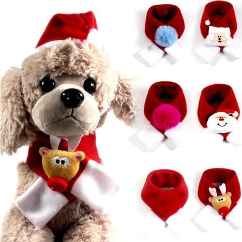 Pet Christmas Scarf Cute Cashmere Cartoon Plush Bib For Dog Cat Chihuahua Yorkie Poodles Boxer New Year Wearing Accessories 2021
