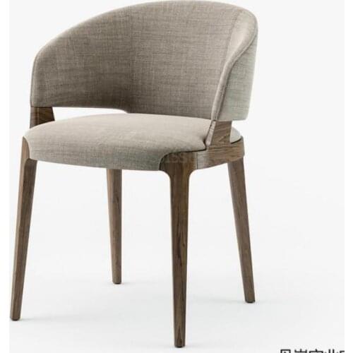 Nordic Light Luxury Simple Dining Chair Hotel Negotiation Chair Restaurant Designer Chair Log Fabric Leather Chair