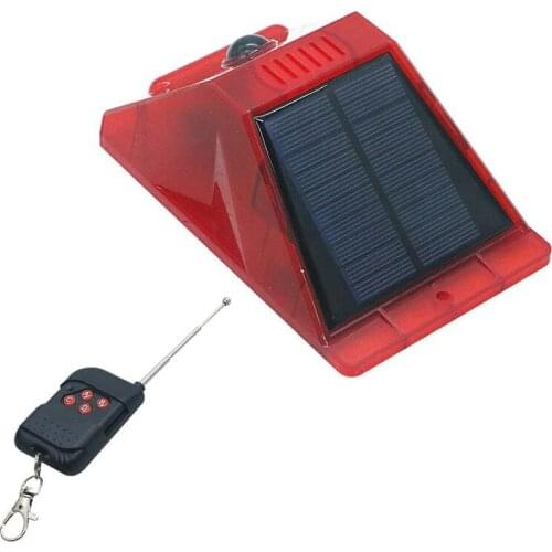 SZYOUMY Solar Strobe Light with Motion Detector Solar Alarm Light with Remote Controller 129db Sound Security Siren