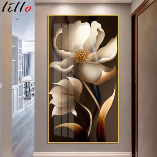 Light luxury flower modern minimalist decorative painting corridor aisle vertical version atmospheric background wall painting