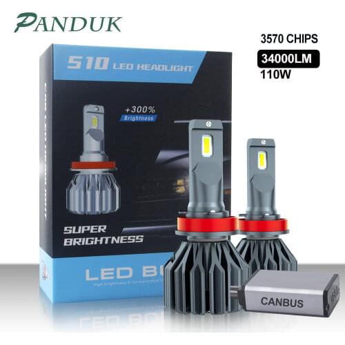 PANDUK 110W 34000LM Canbus H4 H7 LED Car Headlight H1 H8 H9 H11 9005 HB3 9006 HB4 LED Bulb Lamp Auto Headlamp 6000K 12V