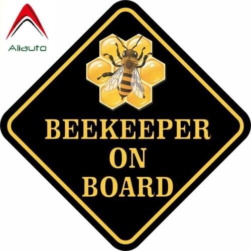 Aliauto Warning Mark Reflective Car Sticker Amusing Beekeeper on Board Waterproof Decals Motorcycle Automobile Parts,10cm*10cm