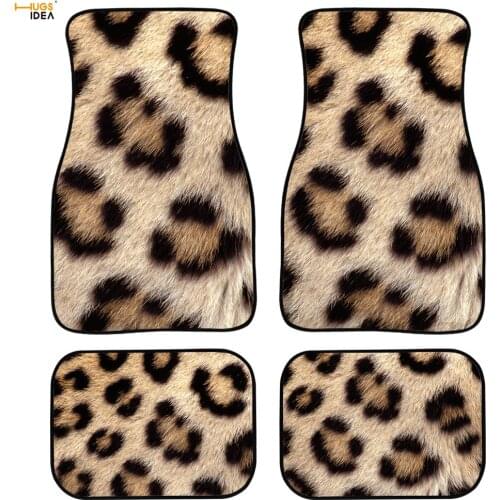 Leopard Print Universal Fit Car Floor Protect Mat Vehicle Dustproof Carpets Auto Non-Slip Mat All Models Automotive Interior Rug
