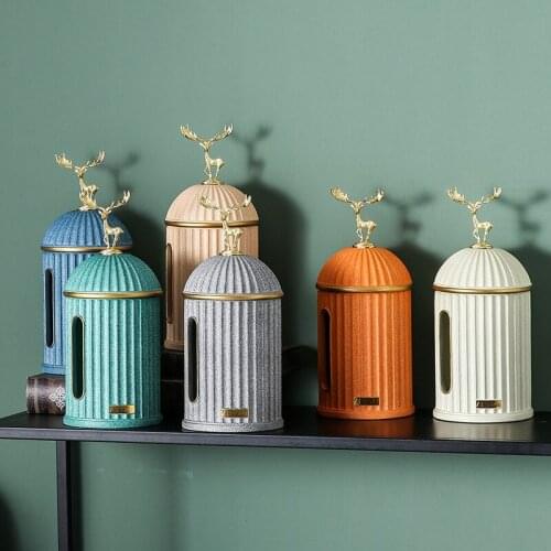 High-end Tissue Box with Metal Deer Creative Light Luxury Paper Box