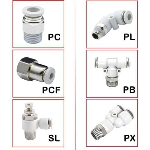 High Quality White PC/PCF/PL/SL/PB Type 6PCS Air Hose Rapidities Pipe Quick Release Pneumatic Fitting