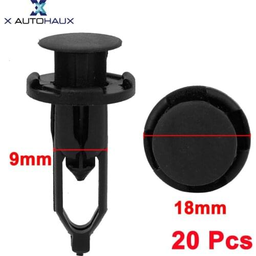 X AUTOHAUX 20Pcs 9mm/ 0.4 inches Hole Diameter 28mm/ 1.1 inches Stem Black Push-Type Fastener Rivet Retainer Clips for Toyota