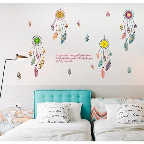 Vivid Modern minimalist wind chime feather wall sticker bedroom living room glass door and window background home decoration