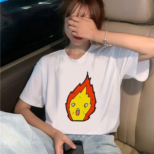 2021 Hot Sale Women T Shirt Summer Short Sleeve Graphic Casual Female Top Tees Oversized Kawaii Girls Lady Clothing Fire Print