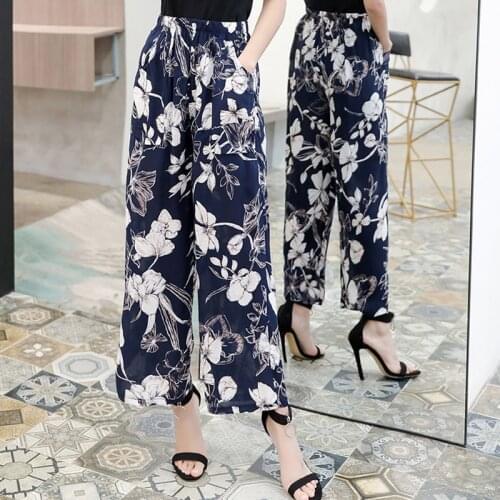 Womens Wide Leg Pants High Waist Pocket Loose Trousers Summer Female 2021 New Long Printing Fashion Casual Clothing Pants