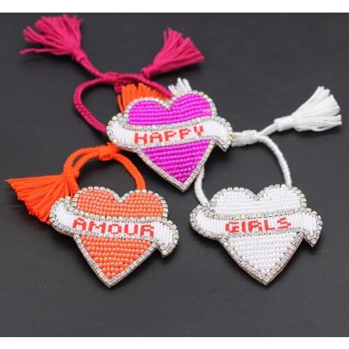 Ladies beauty bracelet New fashion temperament wild dance tourism commemorative rice beads rhinestone heart-shaped bracelet 727