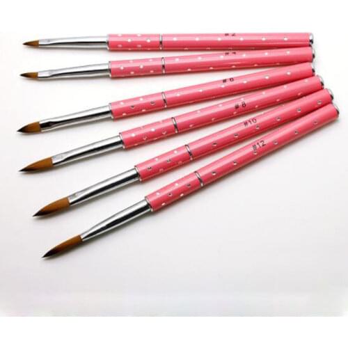 1PCS Nail Art Kolinsky Sable Acrylic Brush Pen UV Gel Polish DIY Painting Drawing Carving Pen Manicure Tools No,2 4 6 8 10