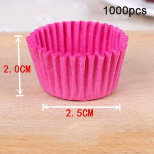 1000Pcs Mini size Chocalate Paper Liners Baking Muffin Cake Paper Cups Cake Forms Cupcake Cases Solid Color Party Tray Cake Mold