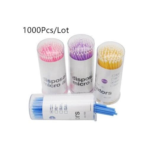 1000Pcs Micro Brush Disposable Microbrush Applicators Eyelash Extensions Remove False Eyelashes Cotton Swab