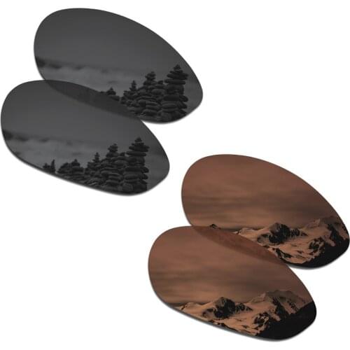 SmartVLT 2 Pairs Polarized Sunglasses Replacement Lenses for Oakley Minute 2.0 Stealth Black and Amber Brown