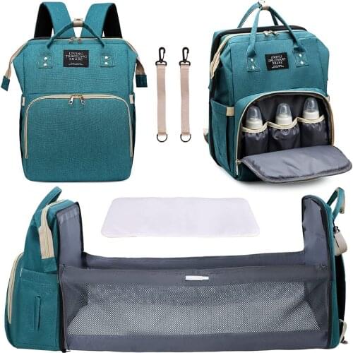 Diaper Bag Backpack with Changing Station Diaper Bag for Baby Boys Girls with Foldable Travel Bed Large Capacity Waterproof