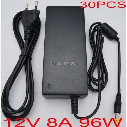 30PCS 12V 8A DC 96W LED Power Adapter for 5050 / 3528 SMD LED Light or LCD Monitor US / EU / UK / AU plug + Free shipping