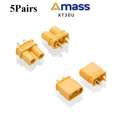 5Pairs Original Amass XT30U Male Female Bullet Connectors Plug for RC Drone Vehicle Quadcopter FPV Racing Drone LIPO Battery