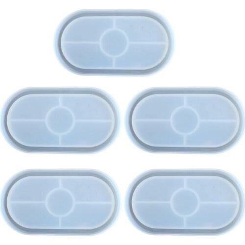 5Pcs DIY Ashtray Silicone Mold Oval Epoxy Resin Casting Coaster Molds Art Tools XXFD