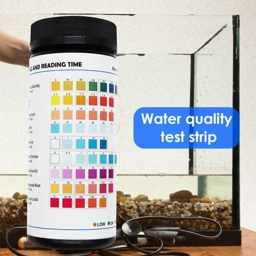 50pcs Aquarium Fish Pond Pool Water Value Tester PET Drinking Water Test Strips PH Bromine Nitrate Water Quality Test Strip