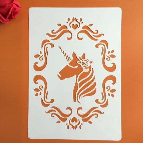 A4 29 * 21cm unicorn Mandala DIY Stencils Wall Painting Scrapbook Coloring Embossing Album Decorative Paper Card Template
