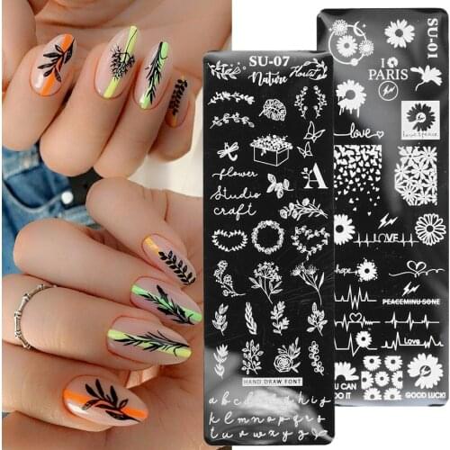 Nail Stamping Plate Abstract Sun Flower Leaf Nail Design Letter Snowflake Nail Templates Stencils Nails Accessories SASU01-08