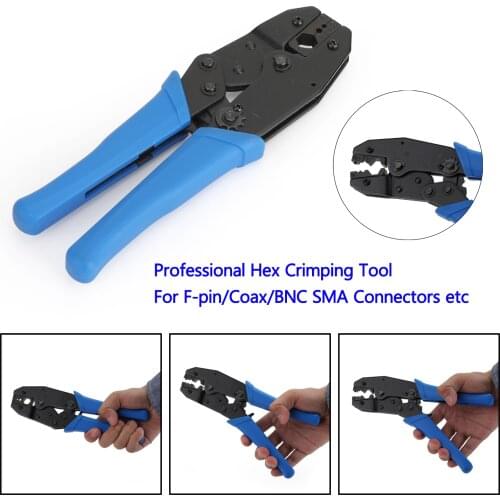 Areyourshop Compression Hex Crimping Coaxial Cable Wire decrustation Pliers Tool for F-pin / BNC SMA Connectors RG8 RG174 RG179