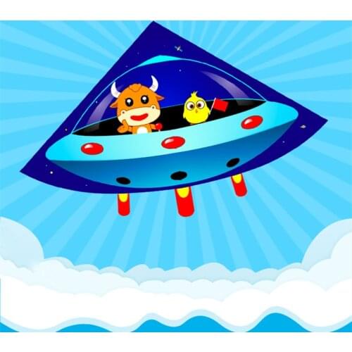 Free shipping new children kites flying line outdoor toys for kids Cartoons kites nylon ripstop weifang kite factory spacecraft