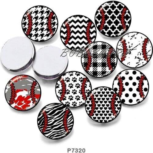 Baseball 12mm18mm 20mm Snap button jewelry DIY Bracelet Round photo glass cabochons P7320