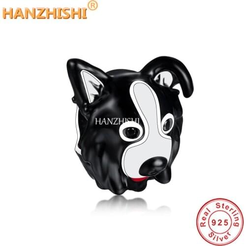 2021 Collection 925 Sterling Silver Black White Dog Charms Beads Fit Original Pandora Charm Bracelet For Jewelry Making Berloque