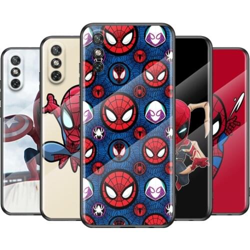 Marvel Cute Spiderman For Huawei Y6 Y7 Y9 Y5P Y6P Y8S Y8P Y9A P Smart Z 2019 2020 2021Tempered Glass Cover Phone Case