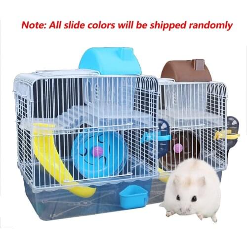 Double-storey Villa-shaped Wire Cage With Feeding Bowl, Running Roller Skating Toy Small Castle, Double-layer Hamster Cage