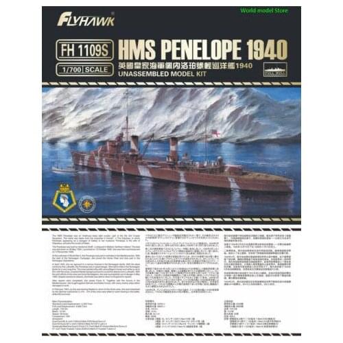 Flyhawk FH1109S 1/700 HMS Penelope 1940 Light Cruiser Ship Plastic Model Kit