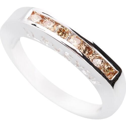 I Love You Brown Morganite 3*3mm Semi-precious Stone Silver Cool For Women Ring Q1307