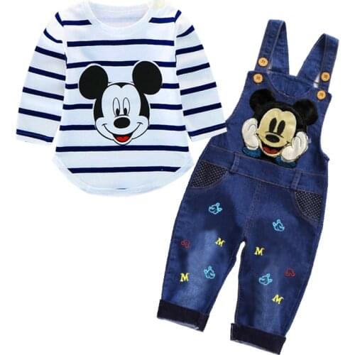 Spring newborn baby boy clothes set baby Mickey T-shirt + jeans suit baby girls casual suit clothing sets Baby autumn clothing