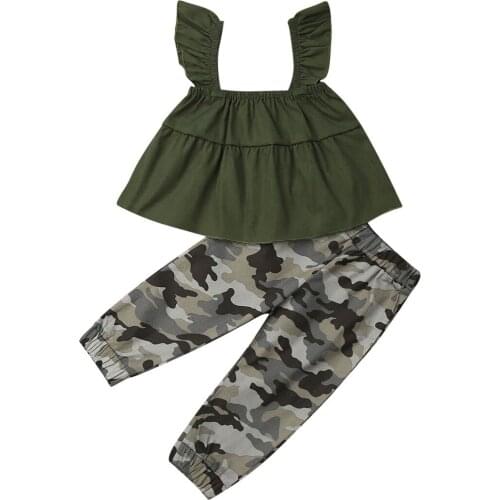 1-6Years Toddler Kids Baby Girls Clothes Set Summer Vest Tops Camo Pants Outfits Kid Girls Costumes Clothes