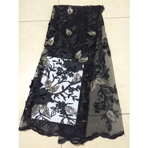 Nice looking embroidery tulle mesh lace fabric with 3d flowers and beads YG-415 with good quality for party dress