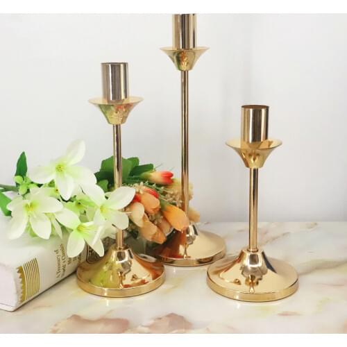 IMUWEN Metal Candle Holder Gold Candlestick Fashion Table Candle Stand Exquisite Candlestick For Christmas Table Home Decoration