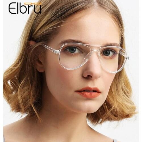 Elbru Fashion Flat Lens Sunglasses Fashion Classic Eyeglass Frame Pilot Glasses Personality Ultralight Frames Driving Unisex
