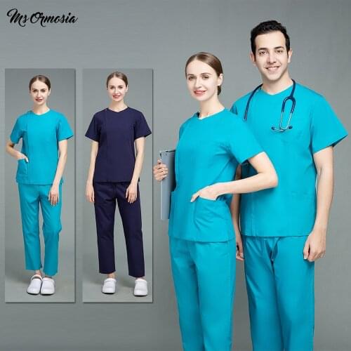 Fashion Unisex Zipper Beauty Salon Care Set High Quality Nurse Accessories Summer Breathable Scrub Clothes Workwear Short Sleeve