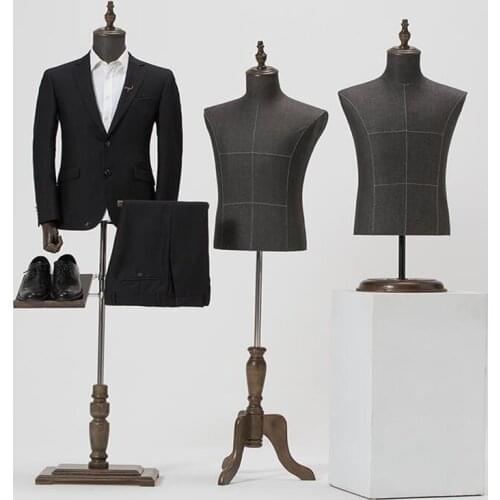 Male Mannequin No Hand Body Half Length Model Suit, Trousers, Pants Rack Display Clothing Store Wood Dase Adjustable Height D146