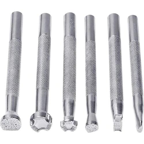 6Pcs Leather Stamping Tools Leather Working Saddle Making Stamps Set Special Shape Stamp Punch Set Leather Craft Tools