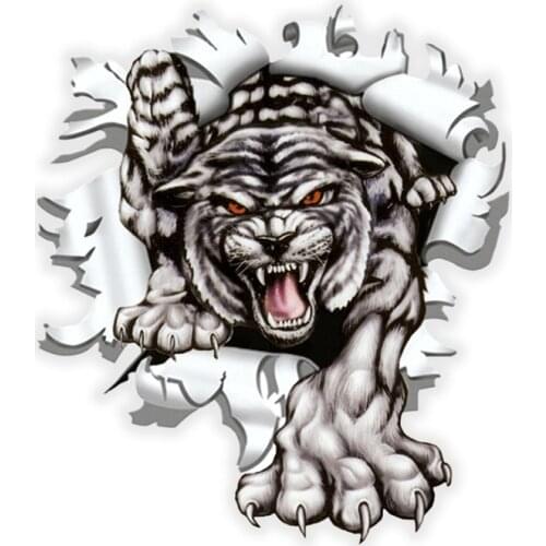 Car Stickers Decor Motorcycle Decals Tiger In The Bullet Hole Vinyl Decorative Accessories Waterproof PVC,17cmx15cm